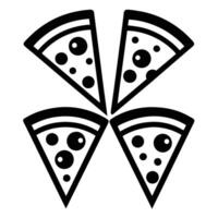 Set of Pizza with one slice separated linear icon on white background vector