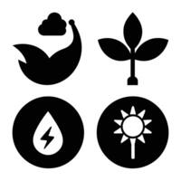 Set of Ecology flat icons on white background vector