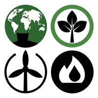 Set of Ecology flat icons on white background vector