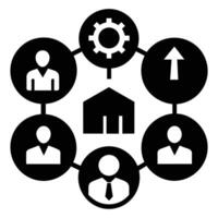 Set of operations management flat icons on white background vector