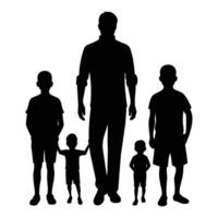 Set of father and Son Silhouette on white background vector