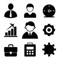 Set of office and business flat icons on white background vector