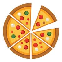 Set of Pizza with one slice separated linear icon on white background vector