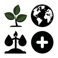 Set of Ecology flat icons on white background vector