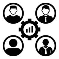 Set of operations management flat icons on white background vector