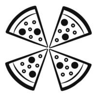 Set of Pizza with one slice separated linear icon on white background vector