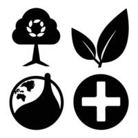Set of Ecology flat icons on white background vector