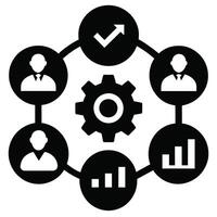 Set of operations management flat icons on white background vector