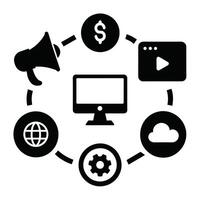 Set of digital marketing icons on white background vector