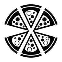 Set of Pizza with one slice separated linear icon on white background vector