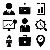 Set of office and business flat icons on white background vector