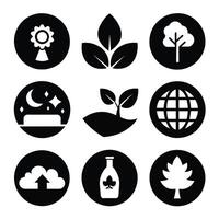 Set of Ecology flat icons on white background vector