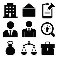 Set of office and business flat icons on white background vector
