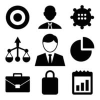 Set of office and business flat icons on white background vector