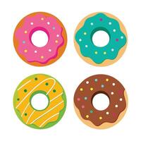 Set of delicious Donuts Collection on white background vector