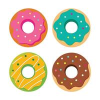 conjunto de delicioso rosquillas colección en blanco antecedentes vector