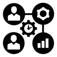 Set of operations management flat icons on white background vector