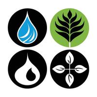 Set of elements of nature symbols earth, water, air and fire with simple water drop icon on white background vector
