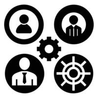 Set of operations management flat icons on white background vector