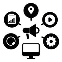 Set of digital marketing icons on white background vector