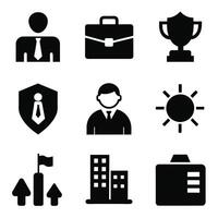 Set of office and business flat icons on white background vector