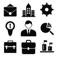 Set of office and business flat icons on white background vector