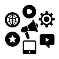 Set of digital marketing icons on white background vector