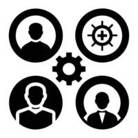 Set of operations management flat icons on white background vector