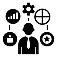 Set of operations management flat icons on white background vector
