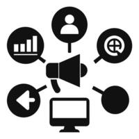 Set of digital marketing icons on white background vector