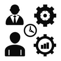 Set of operations management flat icons on white background vector