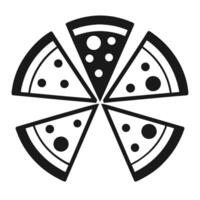 Set of Pizza with one slice separated linear icon on white background vector
