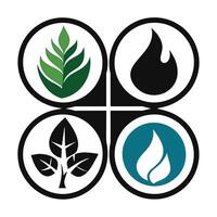 Set of elements of nature symbols earth, water, air and fire with simple water drop icon on white background vector