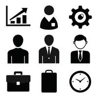 Set of office and business flat icons on white background vector