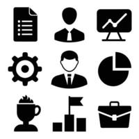 Set of office and business flat icons on white background vector