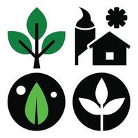 Set of Ecology flat icons on white background vector