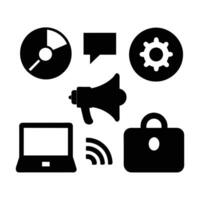 Set of digital marketing icons on white background vector