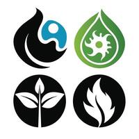 Set of elements of nature symbols earth, water, air and fire with simple water drop icon on white background vector