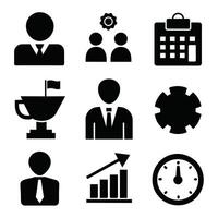 Set of office and business flat icons on white background vector