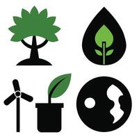 Set of Ecology flat icons on white background vector