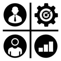 Set of operations management flat icons on white background vector