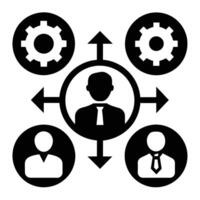 Set of operations management flat icons on white background vector