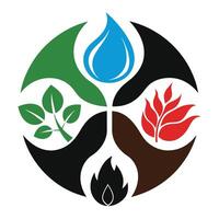 Set of elements of nature symbols earth, water, air and fire with simple water drop icon on white background vector