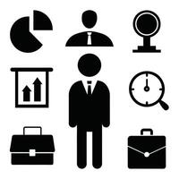 Set of office and business flat icons on white background vector