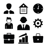 Set of office and business flat icons on white background vector