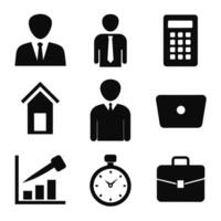 Set of office and business flat icons on white background vector