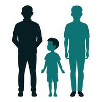 Set of father and Son Silhouette on white background vector