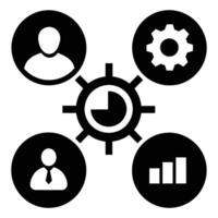Set of operations management flat icons on white background vector