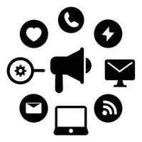 Set of digital marketing icons on white background vector