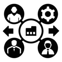 Set of operations management flat icons on white background vector